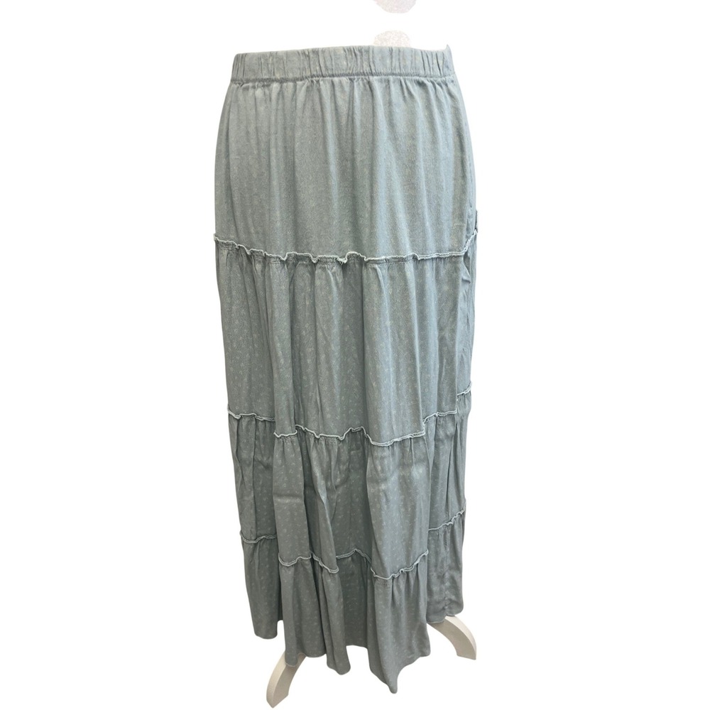 Prairie Maxi Skirt Tiered Floral Blue Sz OS Cottagecore Boho Long Coquette Y2K
